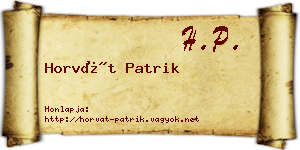 Horvát Patrik névjegykártya